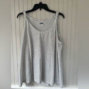 Old Navy White and Blue Striped Linen Relaxed Tank Top - XL